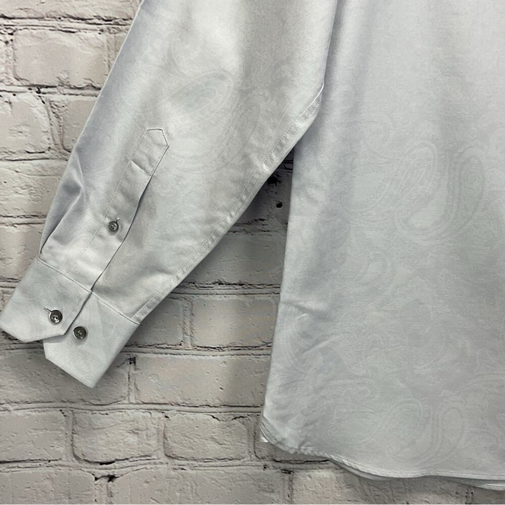 Murano Shirt Men's Size L Silver Paisley Liquid Luxury Button Down Business Soft - Picture 10 of 11